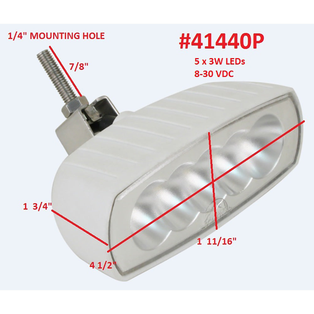 Scandvik Bracket Mount LED Spreader Light - White - Deckhand Marine Supply