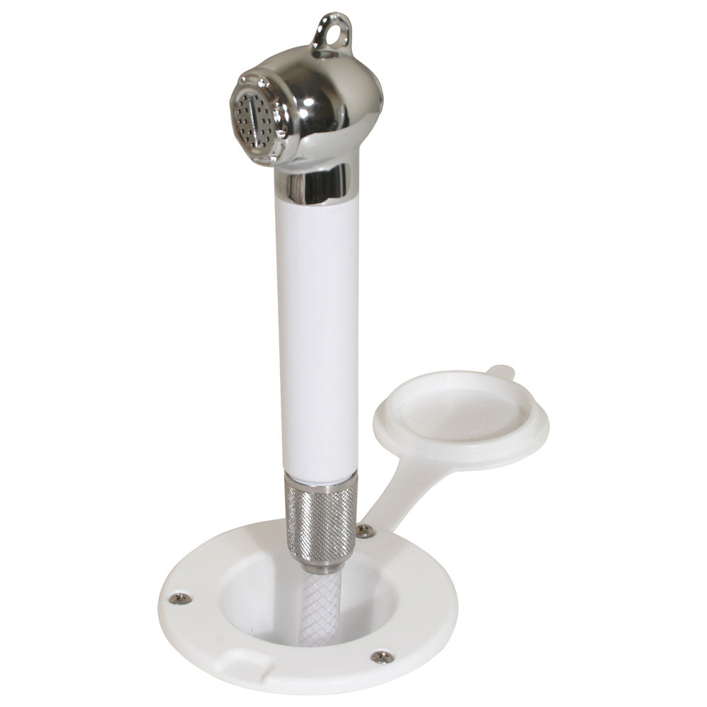 Scandvik Recessed Transom Shower w/6 Hose - White - Deckhand Marine Supply