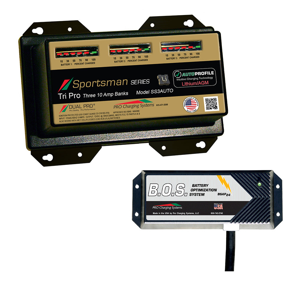 Dual Pro SS3 Auto 3 Bank Battery Charger w/3 Bank B.O.S. - Deckhand Marine Supply
