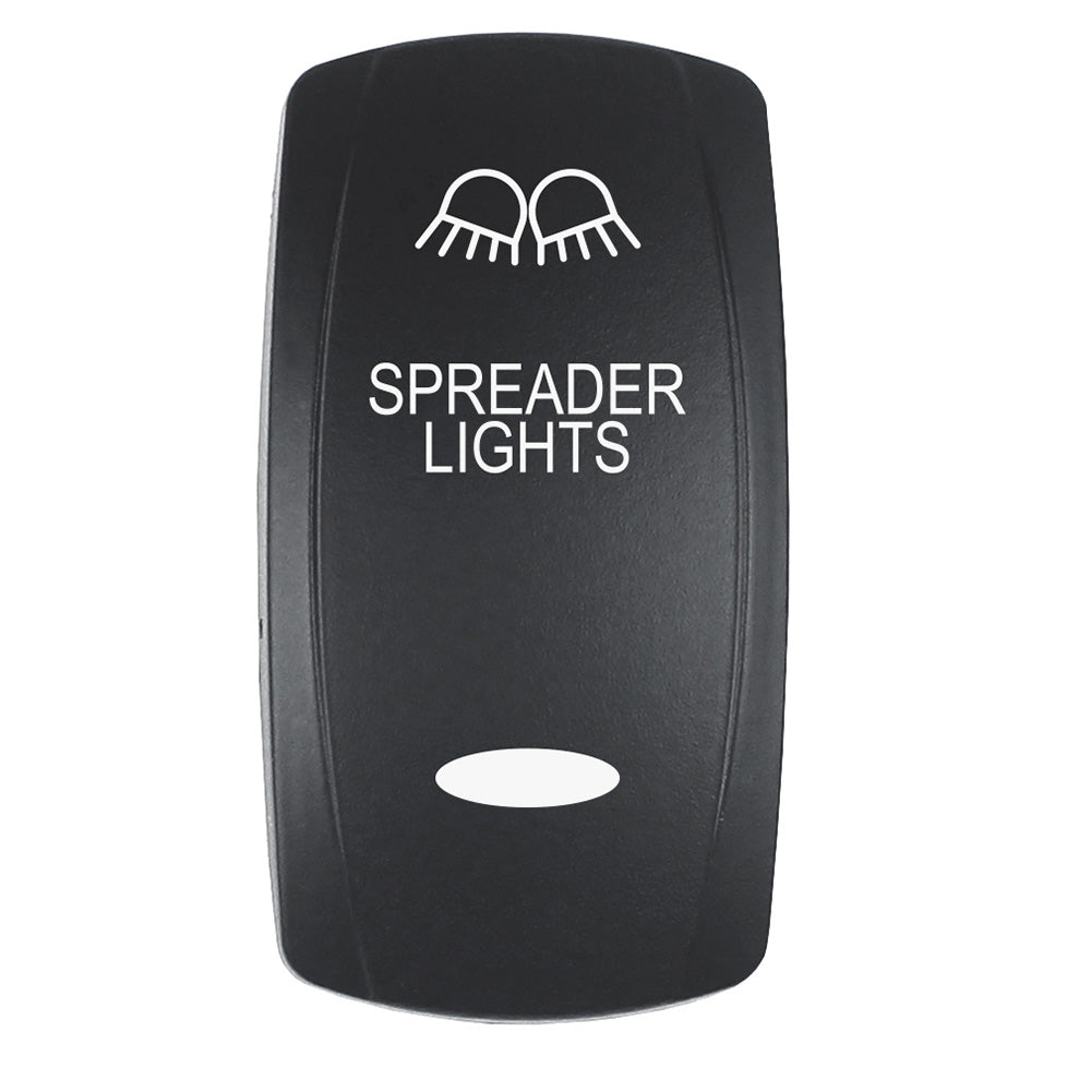 Pacer Actuator - 'SPREADER LIGHTS' f/V Series Contura Switches - Black - Laser Etched (Top/Bottom Light) - Deckhand Marine Supply