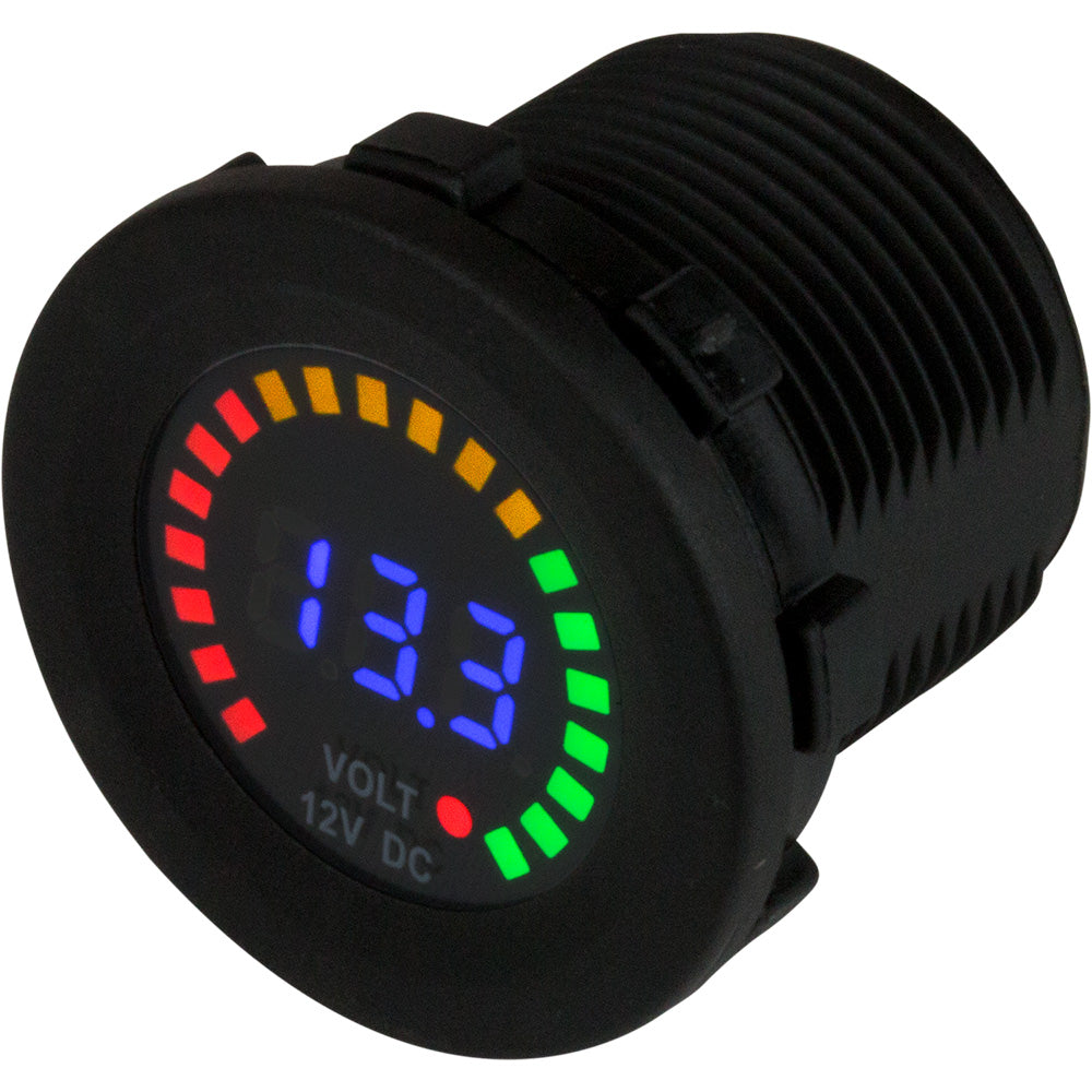 Sea-Dog Rainbow Display Digital Voltmeter - Injection Molded Nylon - 5V-15VDC - Deckhand Marine Supply