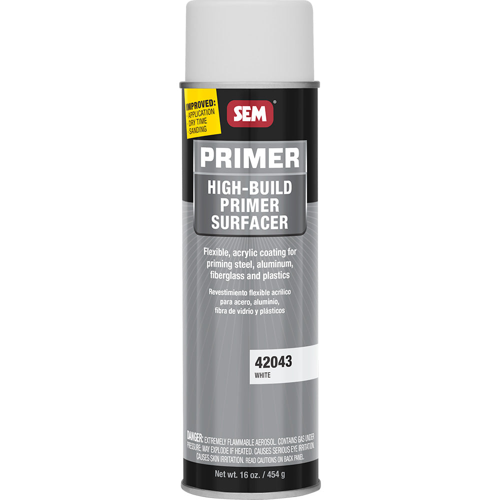 SEM High-Build Primer Surfacer - 20oz Aerosol Can - White - Deckhand Marine Supply