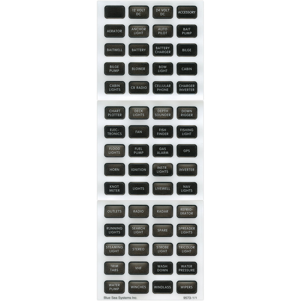 Blue Sea 8214 Black Small Format Label Kit - 60 Labels - Deckhand Marine Supply
