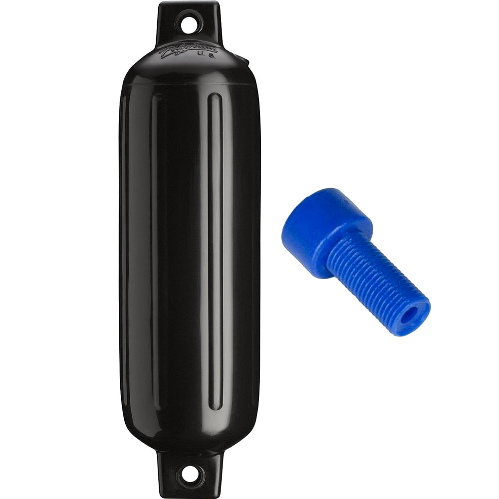 Polyform G-3 Twin Eye Fender 5.5" x 19" - Black w/Air Adapter - Deckhand Marine Supply