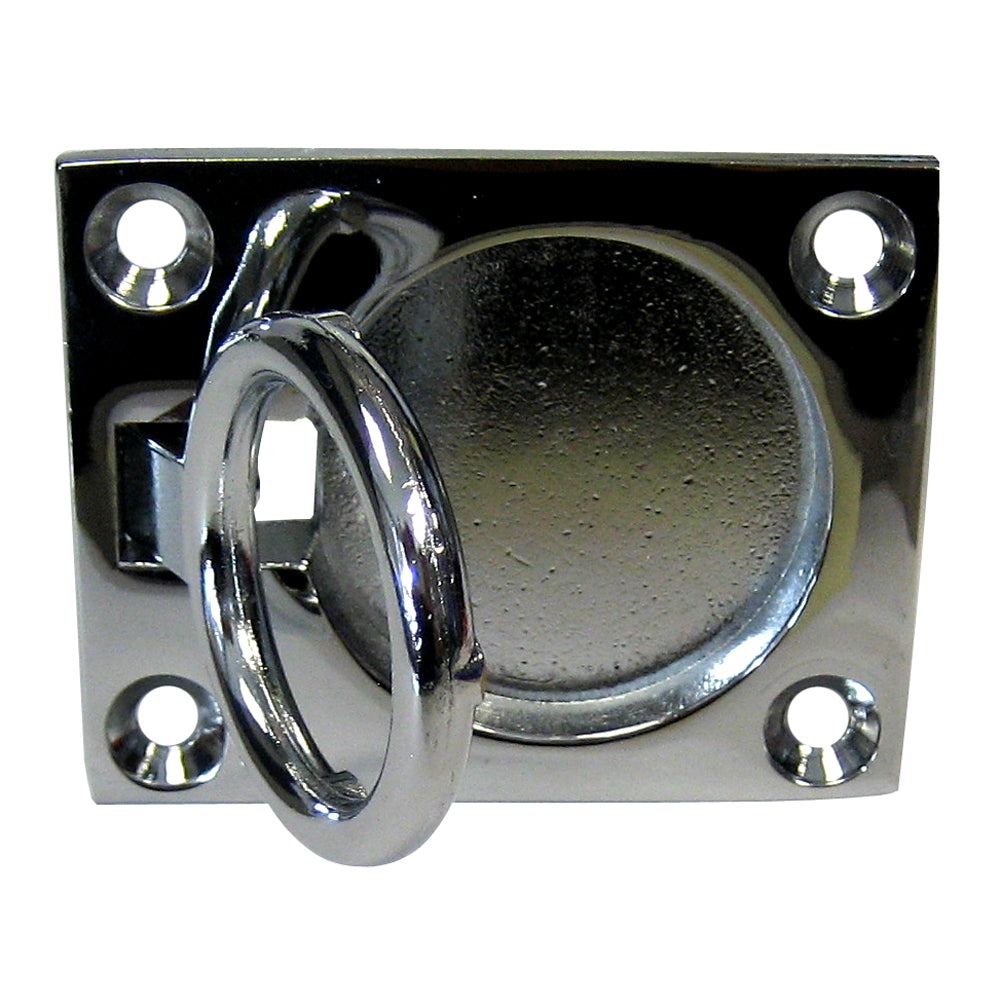 Whitecap Flush Pull Ring - CP/Brass - 2" x 2-1/2" - Deckhand Marine Supply