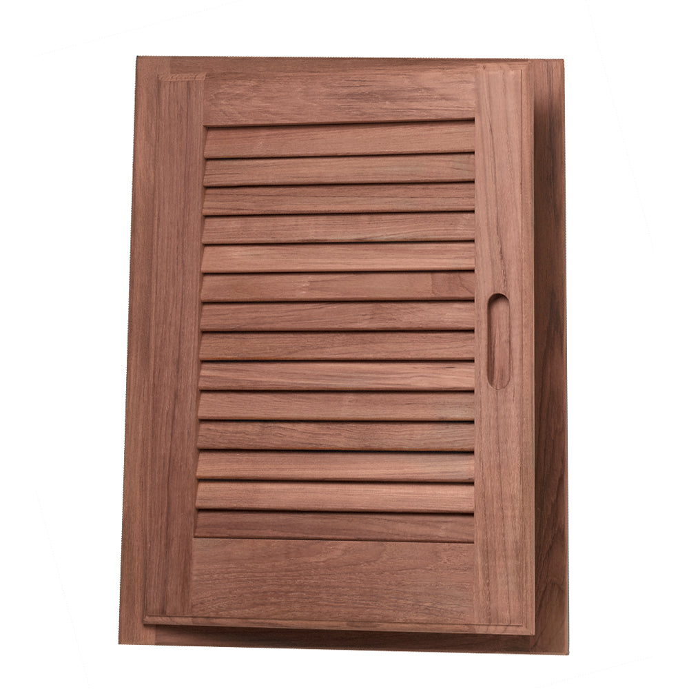 Whitecap Teak Louvered Door & Frame - Left Hand - 15" x 20" - Deckhand Marine Supply