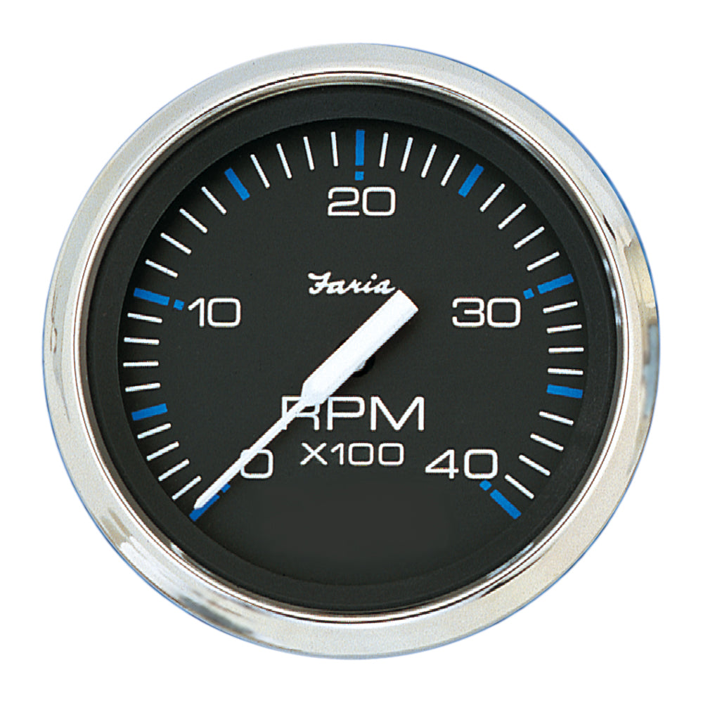 Faria Chesapeake Black 4" Tachometer - 4000 RPM (Diesel) - Deckhand Marine Supply