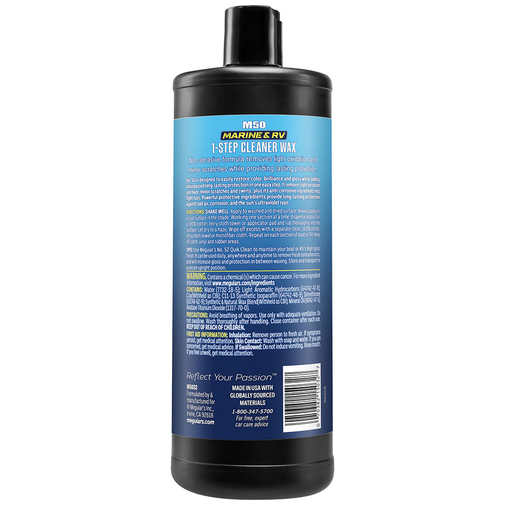 Meguiar's #50 Boat/RV Cleaner Wax - Liquid 32oz - Deckhand Marine Supply