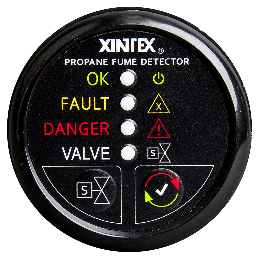 Fireboy-Xintex Propane Fume Detector w/Plastic Sensor Solenoid Valve - Black Bezel Display - Deckhand Marine Supply