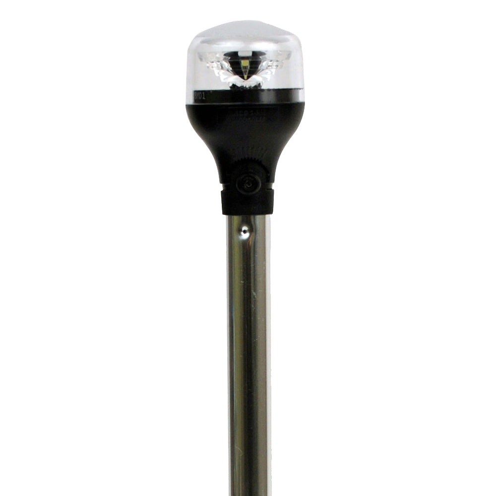 Attwood LightArmor Plug-In All-Around Light - 20" Aluminum Pole - Black Horizontal Composite Base w/Adapter - Deckhand Marine Supply