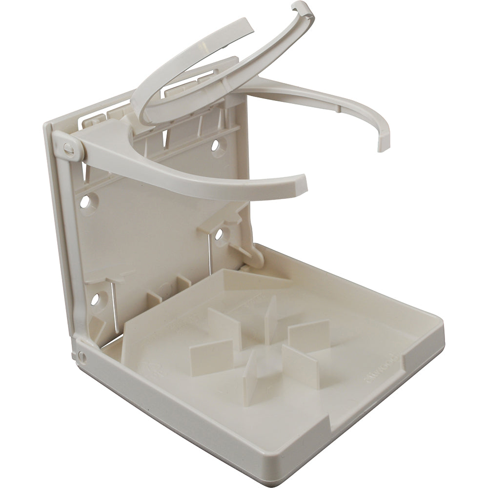 Attwood Fold-Up Drink Holder - Dual Ring - White - Deckhand Marine Supply