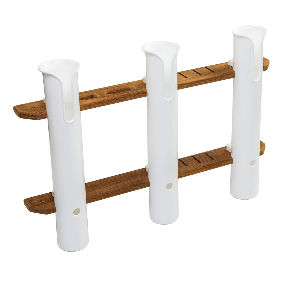 Whitecap Teak 3-Rod Tournament Storage Rack - Deckhand Marine Supply