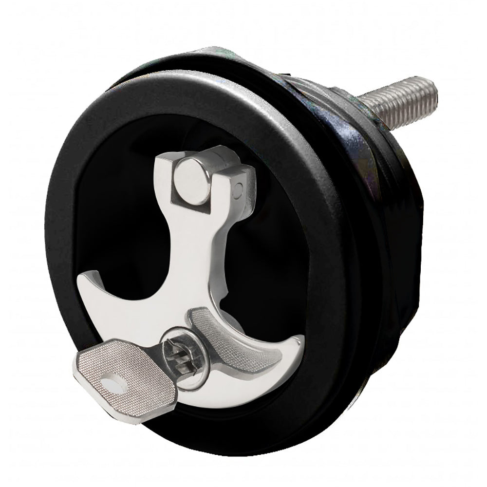 Whitecap Compression Handle CP Zamac/Black Nylon Locking Fresh Water Use Only - Deckhand Marine Supply