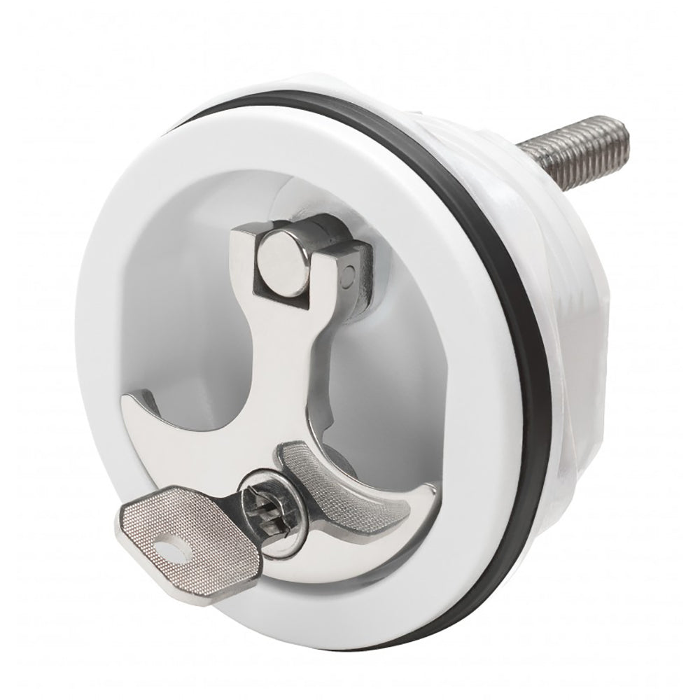 Whitecap Compression Handle CP Zamac/White Nylon Locking Fresh Water Use Only - Deckhand Marine Supply