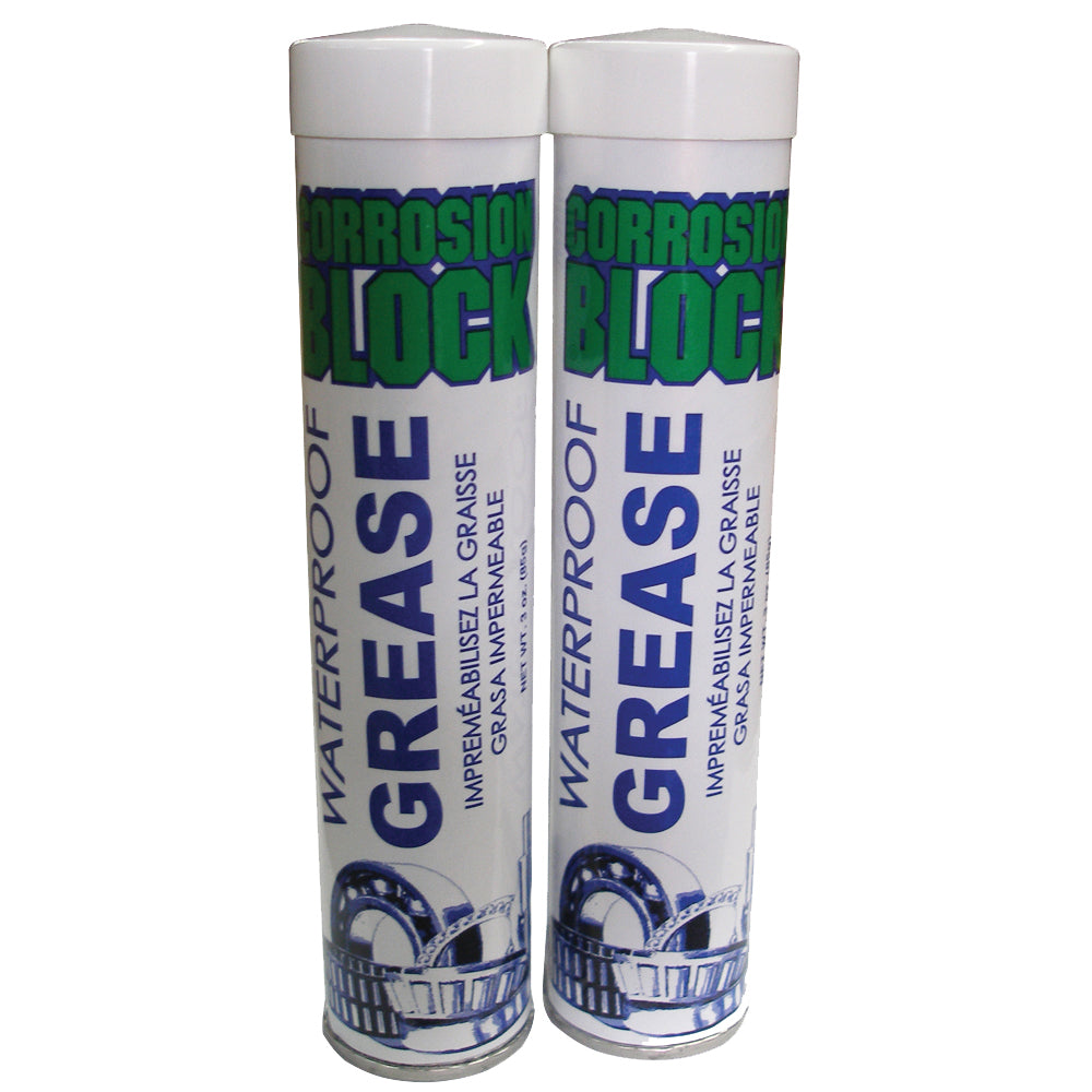 Corrosion Block High Performance Waterproof Grease - (2) 3oz Cartridges - Non-Hazmat, Non-Flammable Non-Toxic - Deckhand Marine Supply