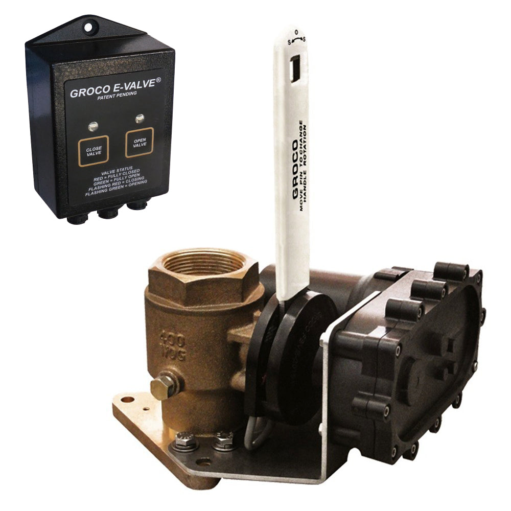 GROCO 1-1/2" Bronze Electric Flanged Seacock - 12V - Deckhand Marine Supply