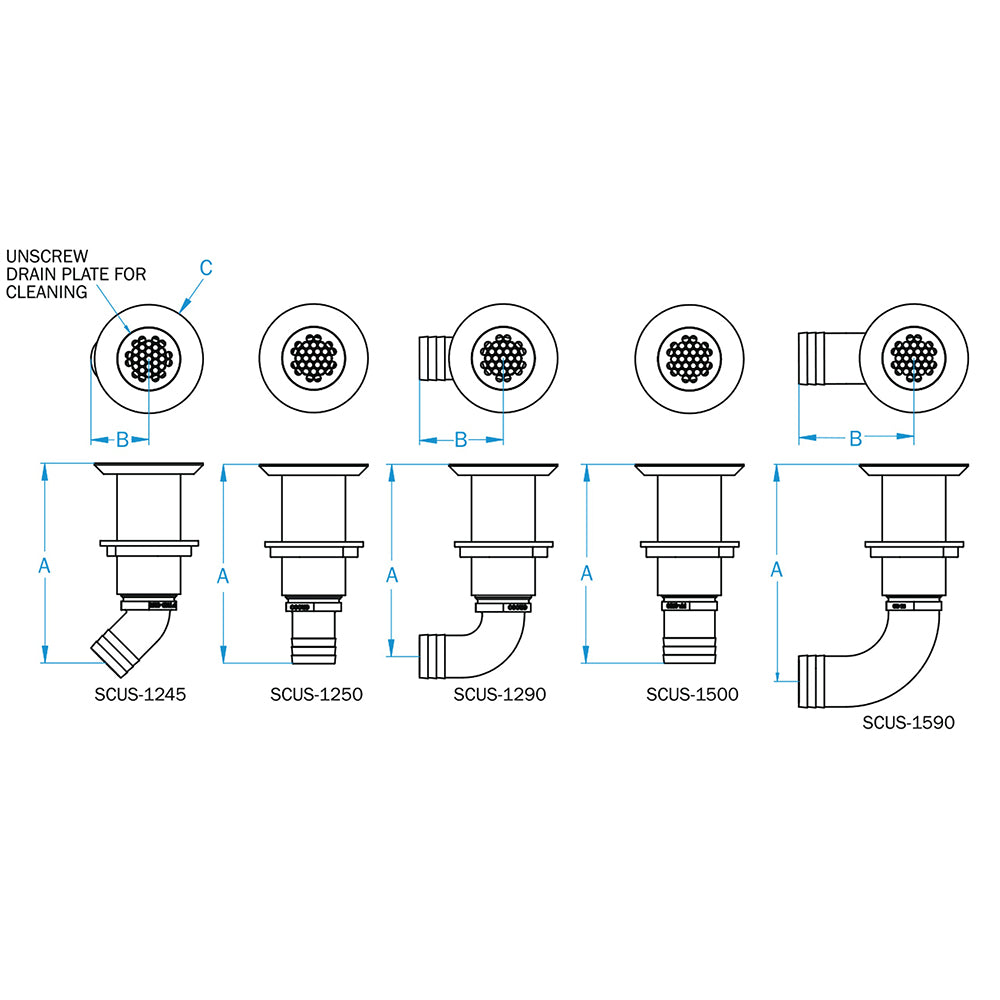 GROCO Deck Scupper 90 Degree 1-1/2" Hose Connection - Deckhand Marine Supply