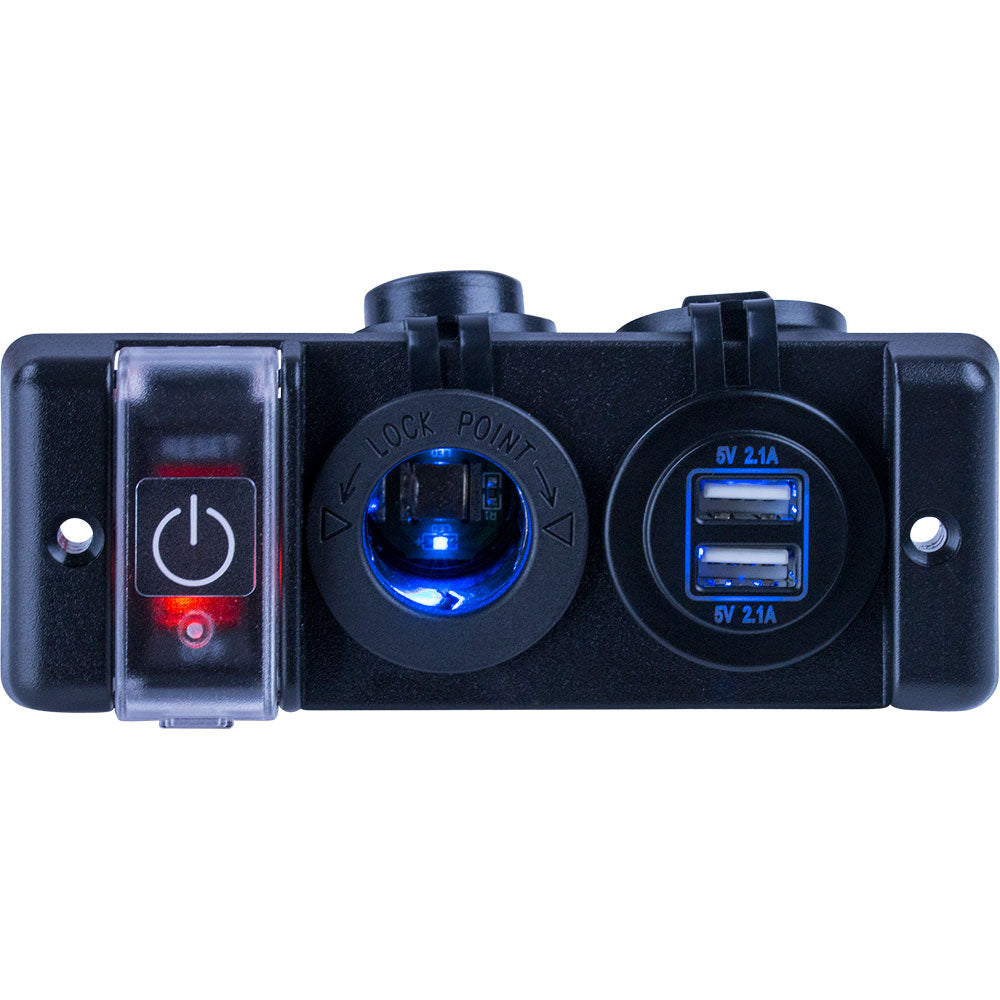 Sea-Dog Double USB Power Socket Panel w/Breaker Switch - Deckhand Marine Supply