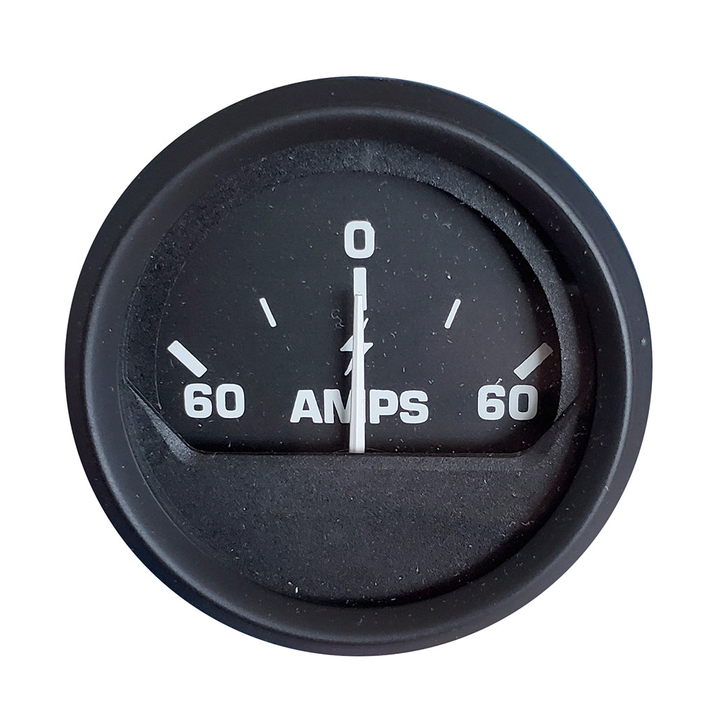 Faria Euro Black 2" Ammeter Gauge (60-0-60 AMP) - Deckhand Marine Supply