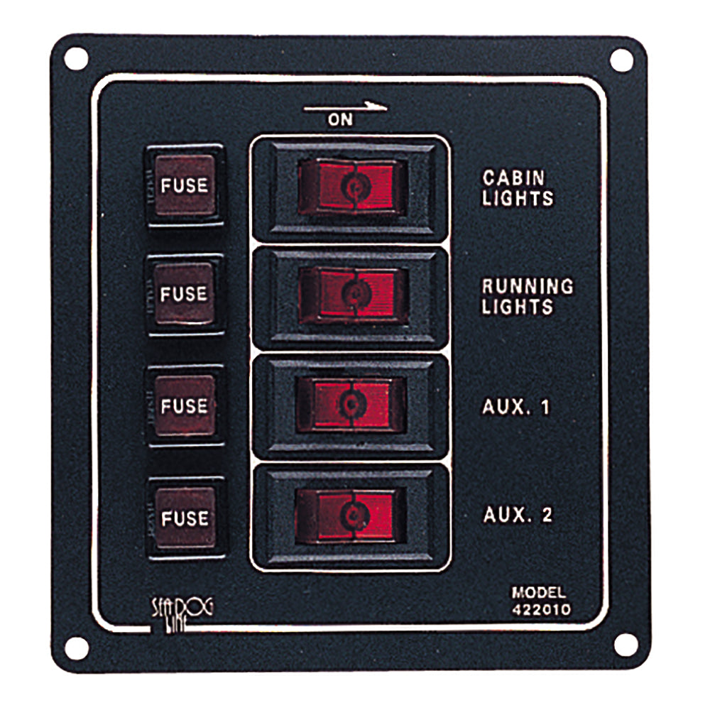 Sea-Dog Aluminum Switch Panel - Vertical - 4 Switch - Deckhand Marine Supply