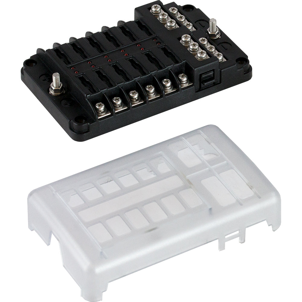 Sea-Dog Blade Style LED Indicator Fuse Block w/Negative Bus Bar - 12 Circuit - Deckhand Marine Supply