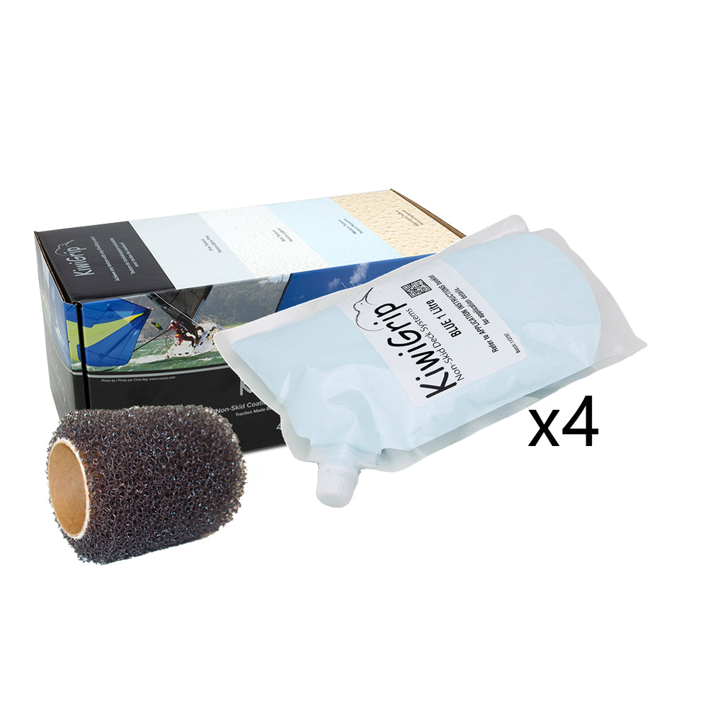 KiwiGrip 4 - 1 Liter Pouches - Blue w/4" Roller - Deckhand Marine Supply