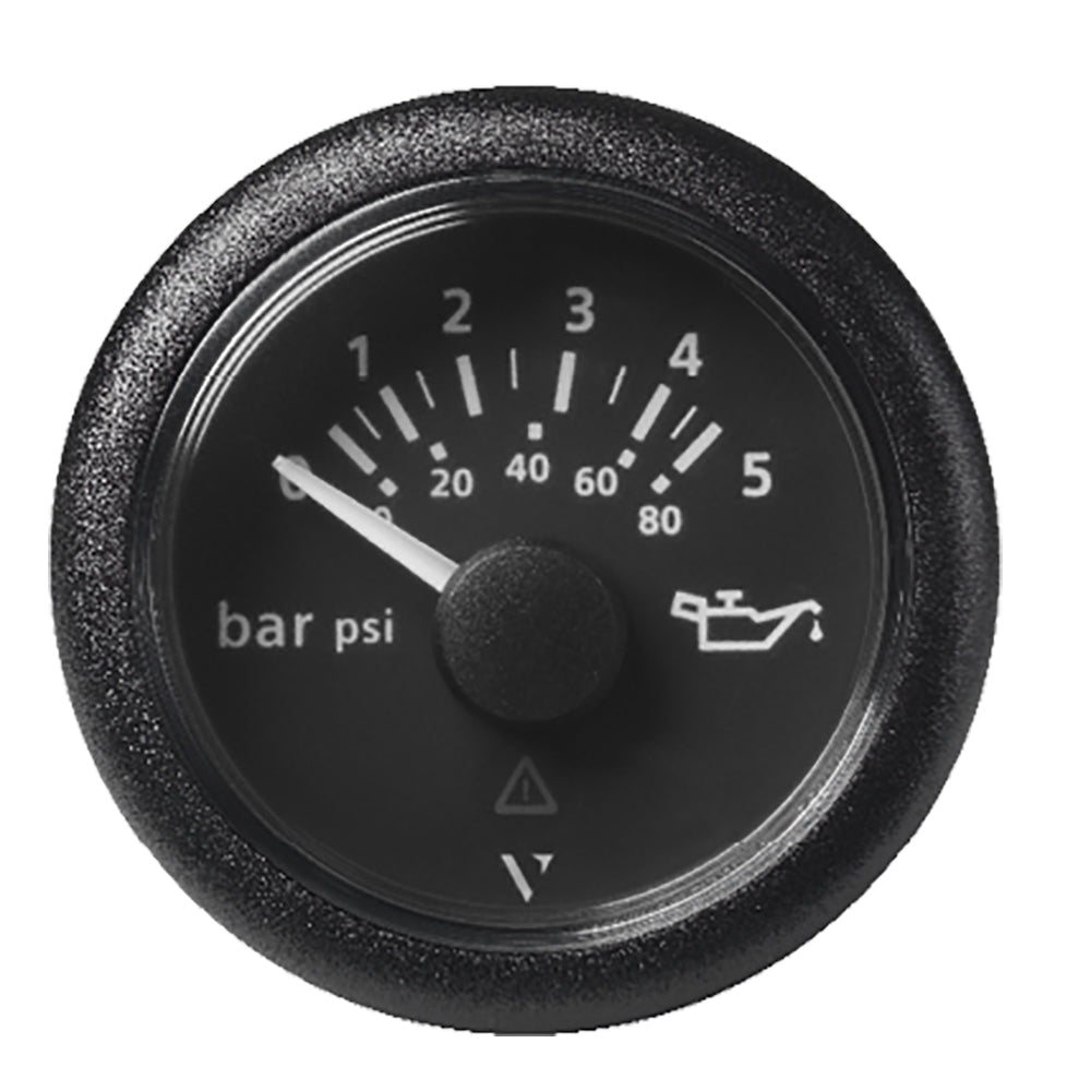 Veratron 52 MM (2-1/16") ViewLine Oil Pressure Gauge 5 Bar/80 PSI - Black Dial Round Bezel - Deckhand Marine Supply