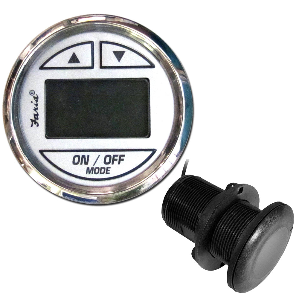 Faria Chesapeake White SS 2" Depth Sounder w/Thru-Hull Transducer - Deckhand Marine Supply