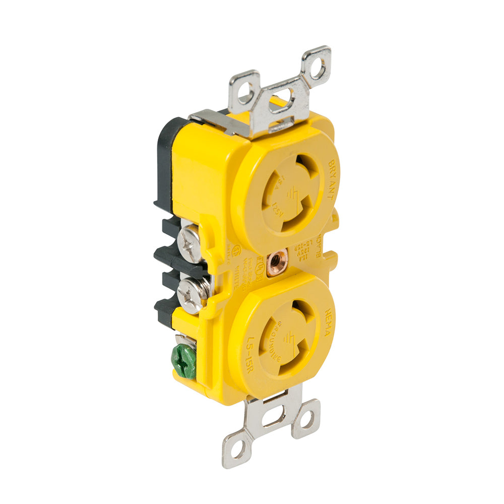 Marinco Locking Receptacle - 15A, 125V - Yellow - Deckhand Marine Supply