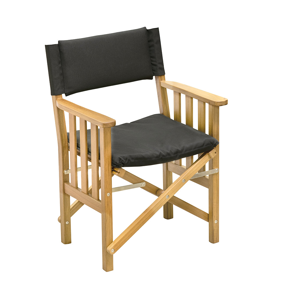 Whitecap Directors Chair II w/Black Cushion - Teak - Deckhand Marine Supply