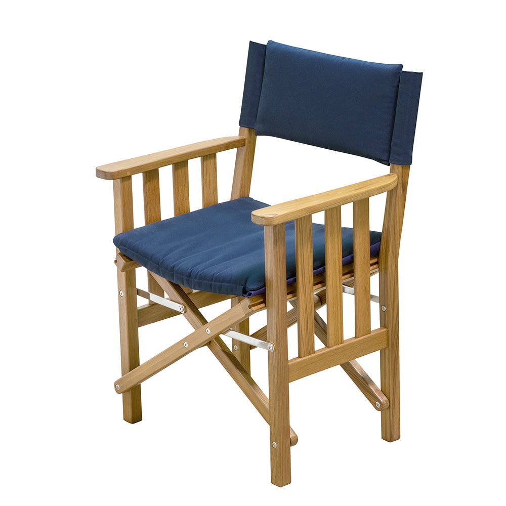Whitecap Directors Chair II w/Navy Cushion - Teak - Deckhand Marine Supply