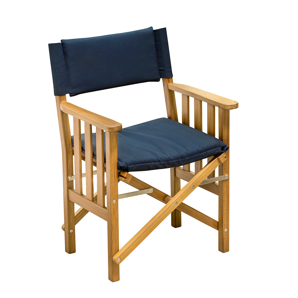 Whitecap Directors Chair II w/Navy Cushion - Teak - Deckhand Marine Supply