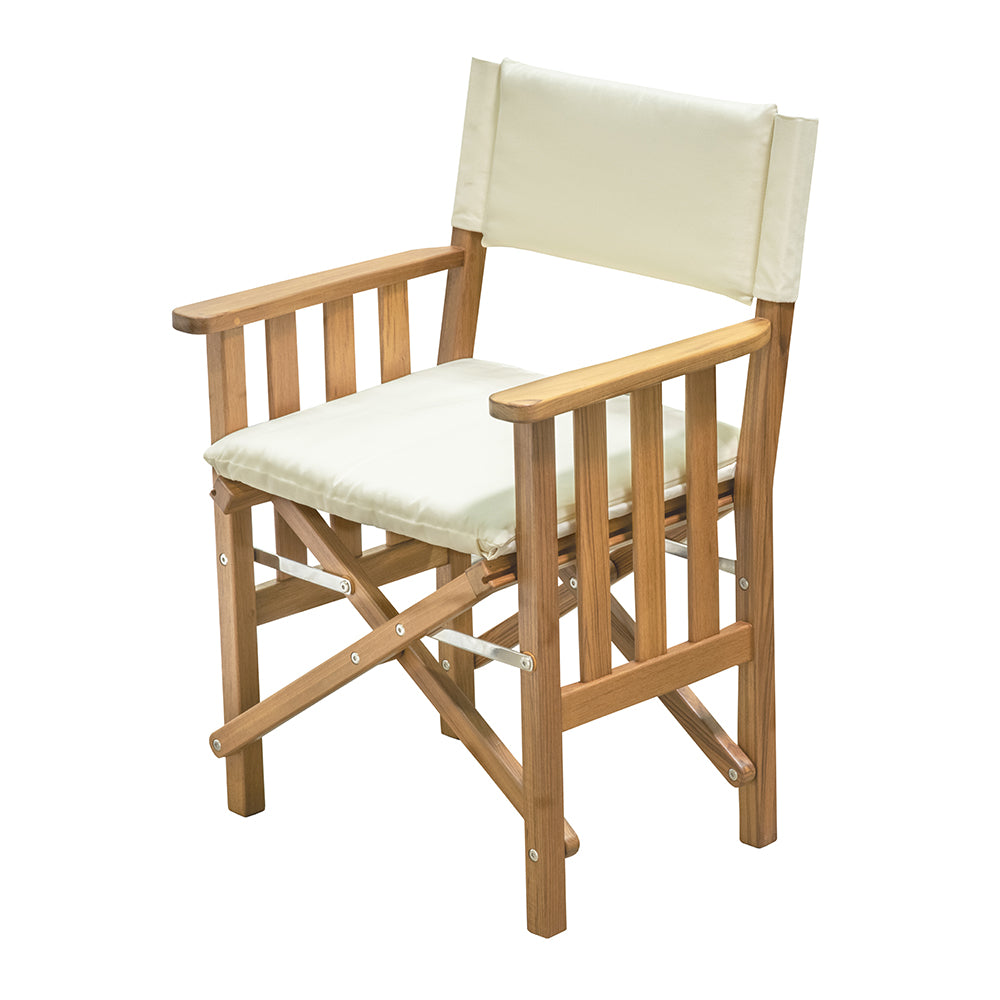 Whitecap Directors Chair II w/Cream Cushion - Teak - Deckhand Marine Supply