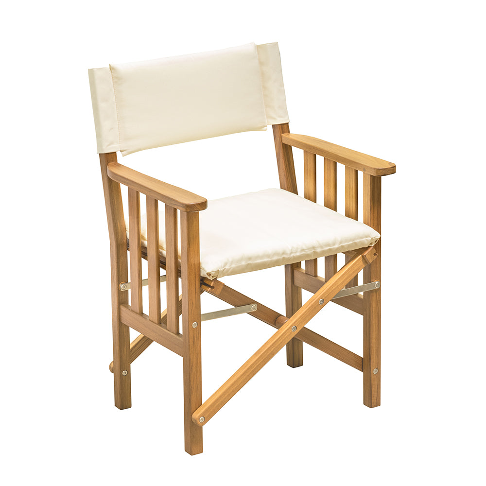 Whitecap Directors Chair II w/Cream Cushion - Teak - Deckhand Marine Supply
