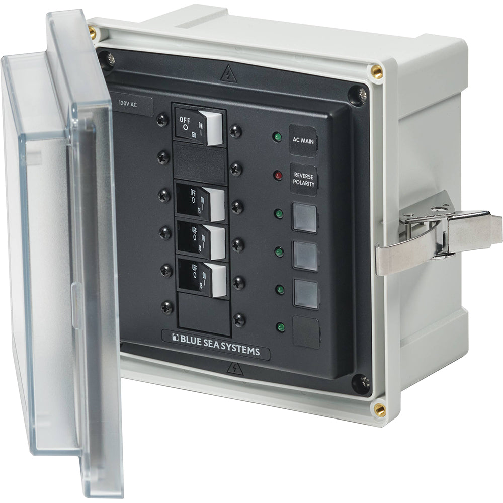 Blue Sea 3130 - SMS Panel Enclosure w/Main 3 Branch (15A) - 120V AC - Deckhand Marine Supply