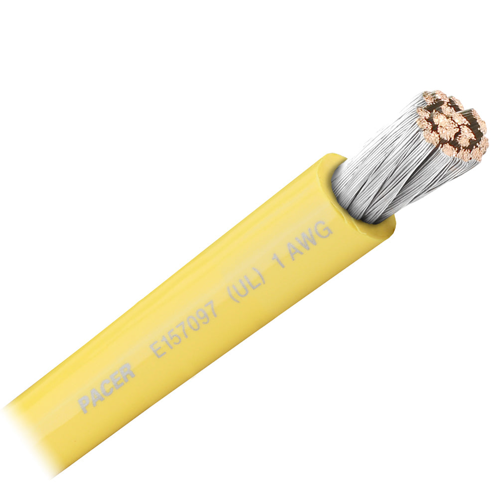 Pacer Yellow 1 AWG Battery Cable - Sold By The Foot - Deckhand Marine Supply