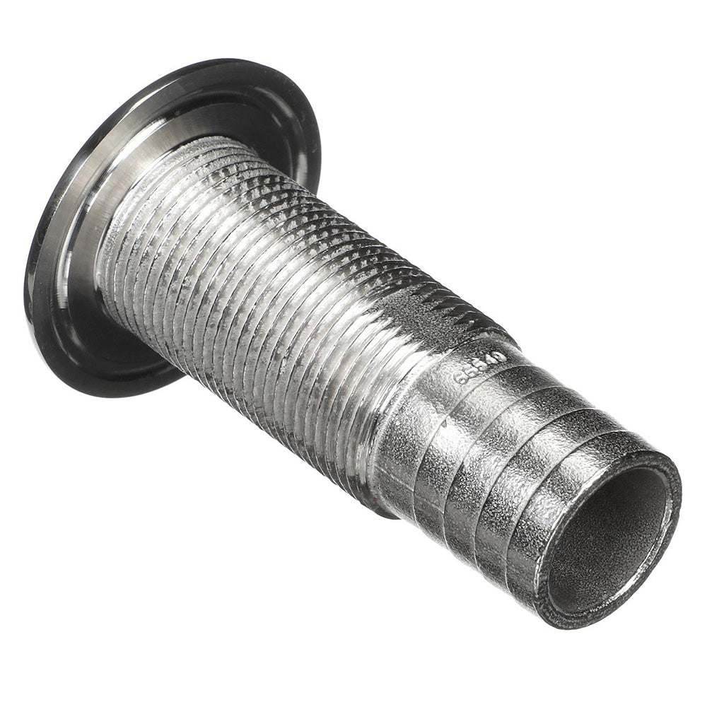 Attwood Stainless Steel Thru-Hull Standard Straight Barbed - 1-1/8" Inner Diameter - Deckhand Marine Supply