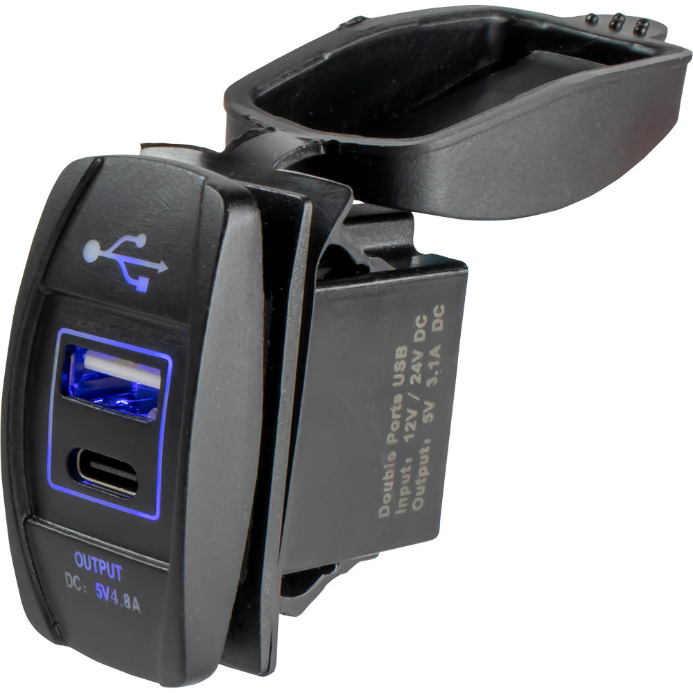 Sea-Dog USB USB-C Rocker Switch Style Power Socket - Deckhand Marine Supply