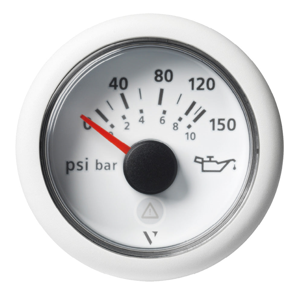 Veratron 52mm (2-1/16") ViewLine Engine Oil Pressure Gauge - 150 PSI - White Dial Bezel - Deckhand Marine Supply
