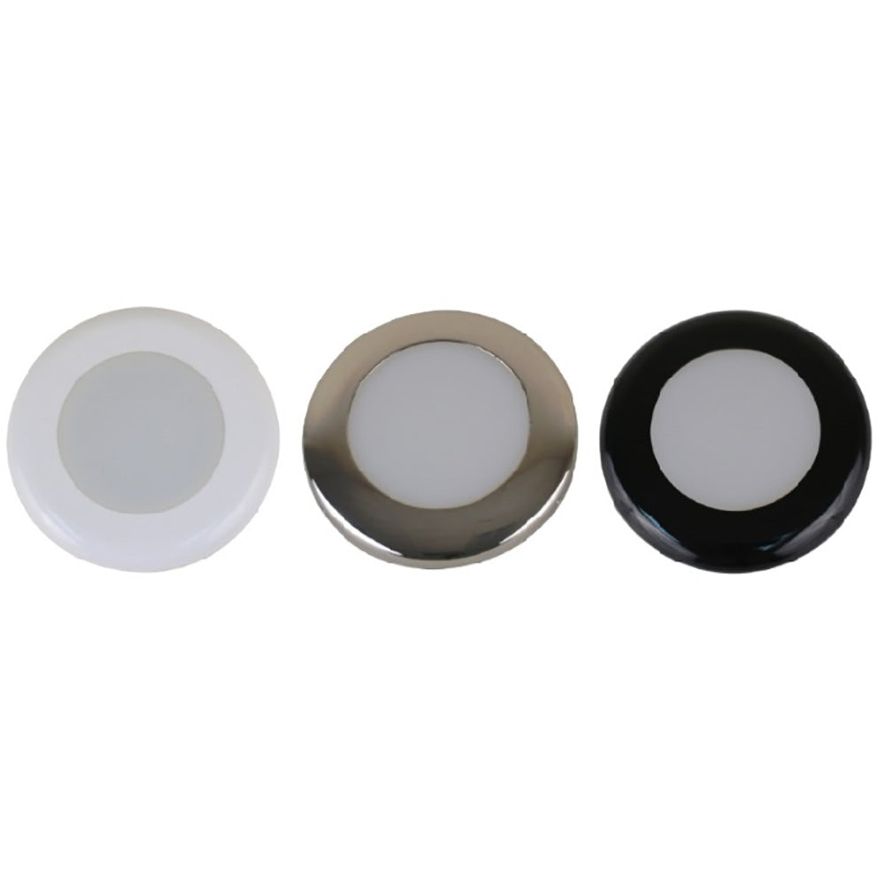 Scandvik A3C Downlight Kit - Cool White w/SS, White,  Black Trim Rings - Deckhand Marine Supply