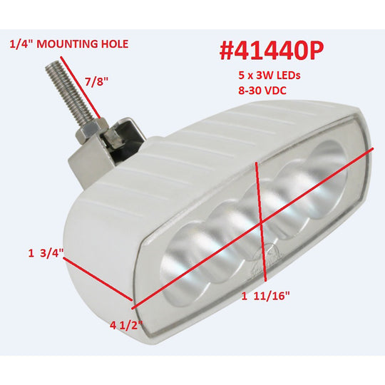 Scandvik Bracket Mount LED Spreader Light - White - Deckhand Marine Supply