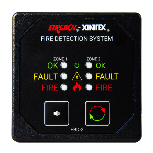 Fireboy-Xintex Two Zone Detection  Alarm Panel - 2-5/8" Display - 12/24V DC - Deckhand Marine Supply