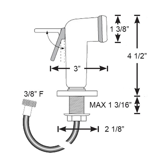 Scandvik Straight Handle Pull Out Sprayer - White w/6 Hose - Deckhand Marine Supply
