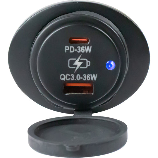 Sea-Dog Oval Surface Mount USB 3.0  USB-C Power Socket - Deckhand Marine Supply