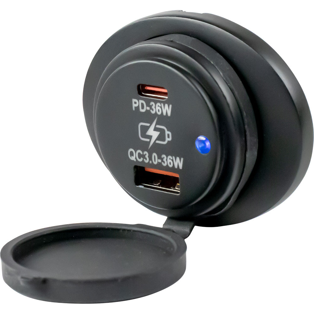 Sea-Dog Oval Surface Mount USB 3.0  USB-C Power Socket - Deckhand Marine Supply