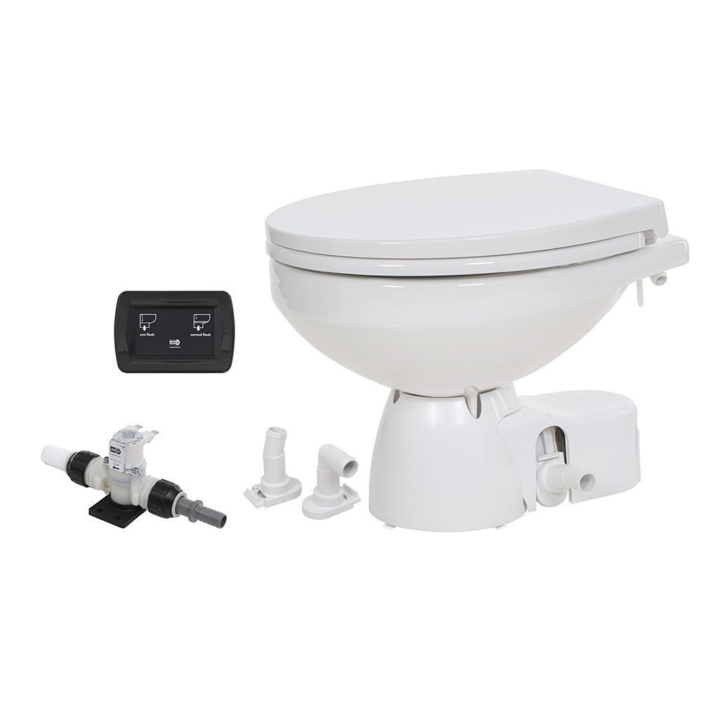 Jabsco Quiet Flush E2 Fresh Water Toilet Regular Bowl - 24V  Soft Close Lid - Deckhand Marine Supply