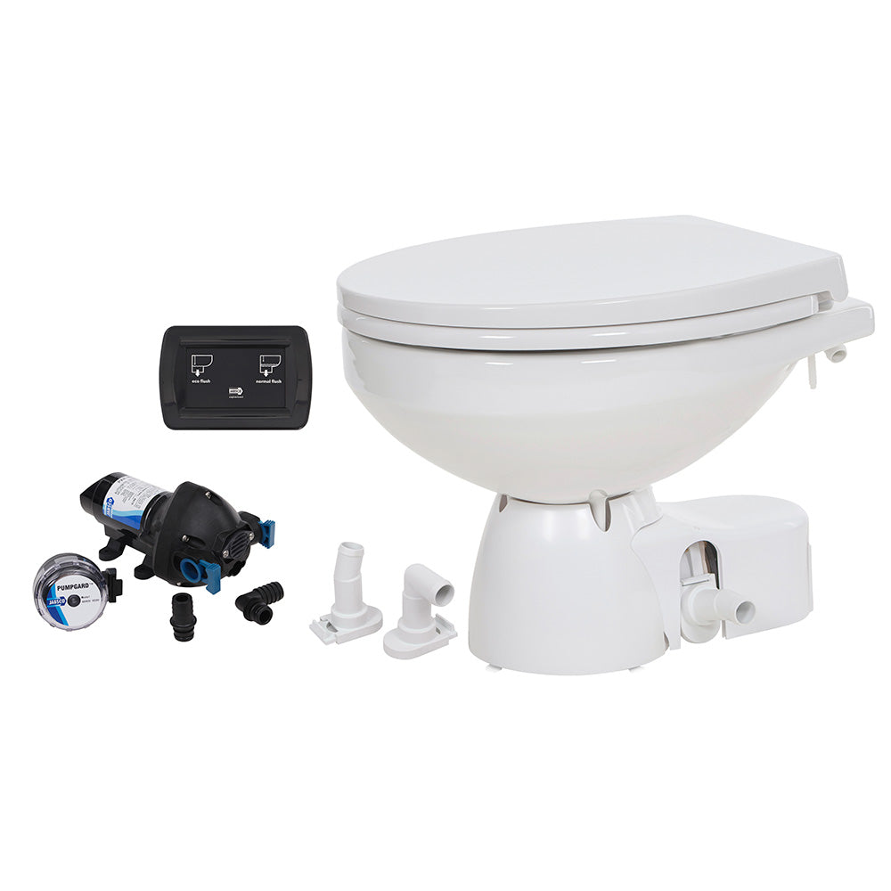 Jabsco Quiet Flush E2 Raw Water Toilet Regular Bowl - 12V  Soft Close Lid - Deckhand Marine Supply