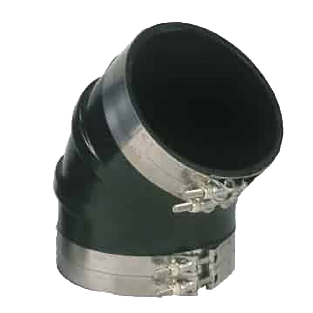 Trident Marine 6" ID 45-Degree EPDM Black Rubber Molded Wet Exhaust Elbow w/4 T-Bolt Clamps - Deckhand Marine Supply
