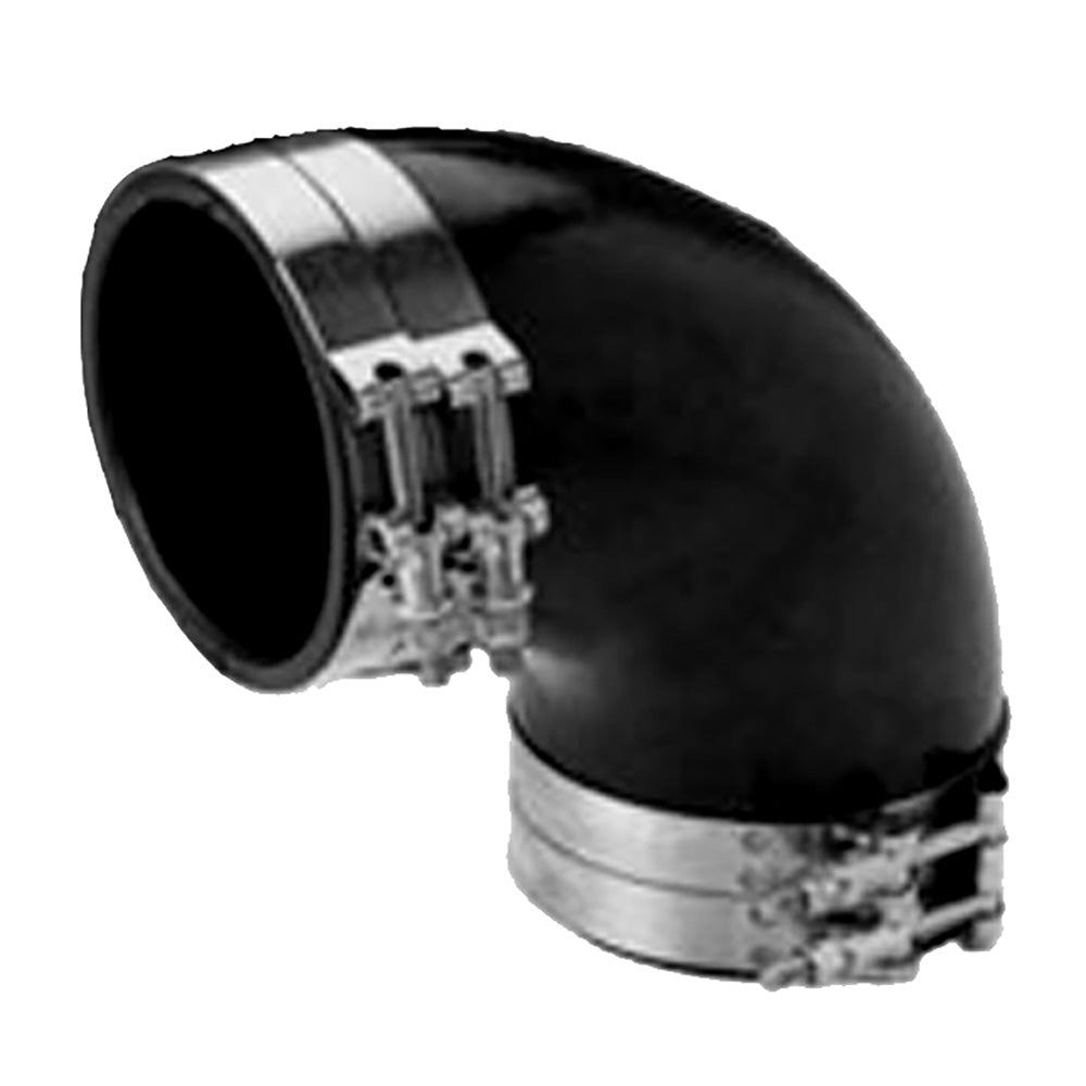 Trident Marine 4" ID 90-Degree EPDM Black Rubber Molded Wet Exhaust Elbow w/4 T-Bolt Clamps - Deckhand Marine Supply