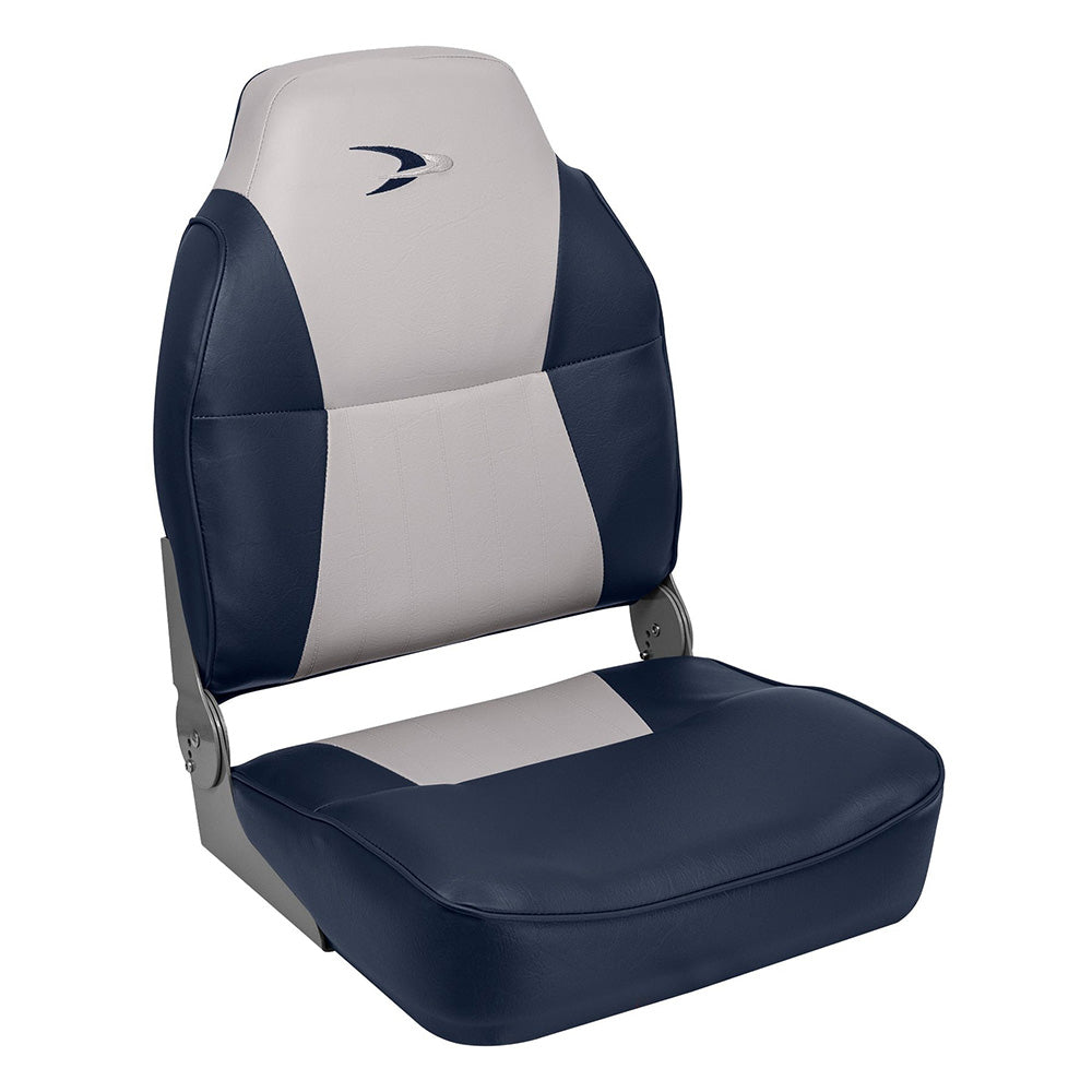 Wise Lund Style High-Back Fishing Seat - Grey/Navy - Deckhand Marine Supply